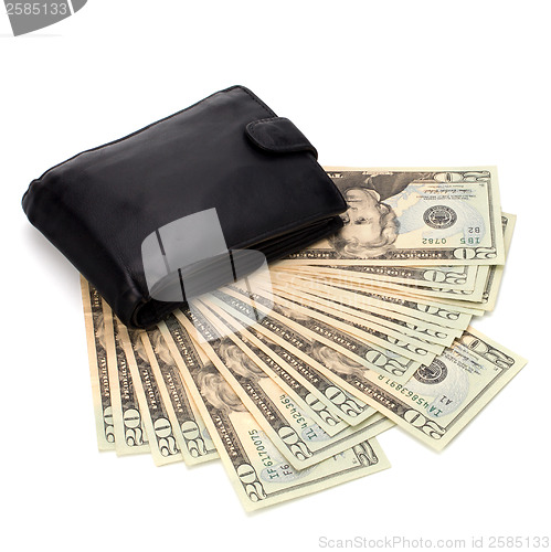 Image of Money in leather  purse 