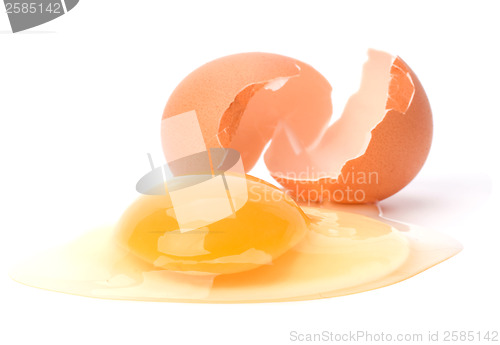 Image of broken egg isolated on white background