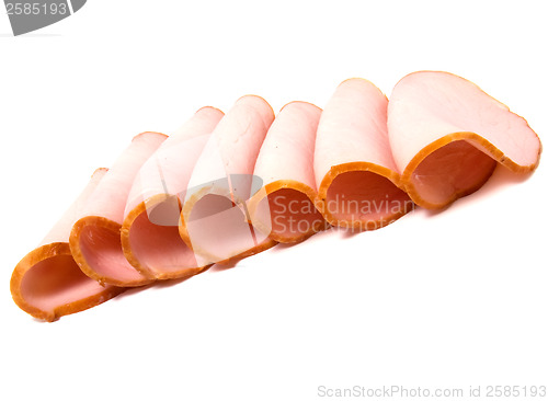 Image of sliced ham isolated on white 

