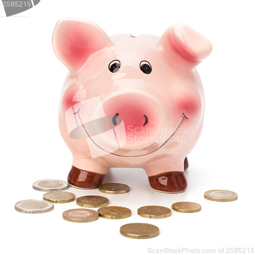 Image of Business concept. Lucky piggy bank isolated on white background.