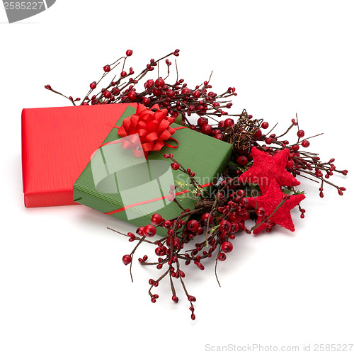 Image of Christmas concept. Ornate gifts isolated on white background. 