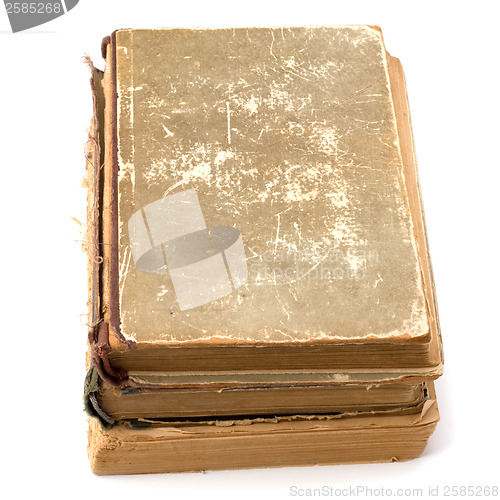 Image of tattered book stack isolated on white background