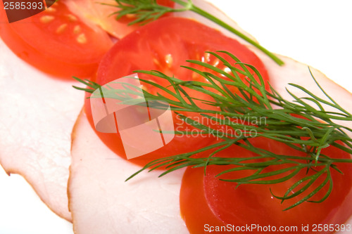 Image of open sandwich isolated on white 