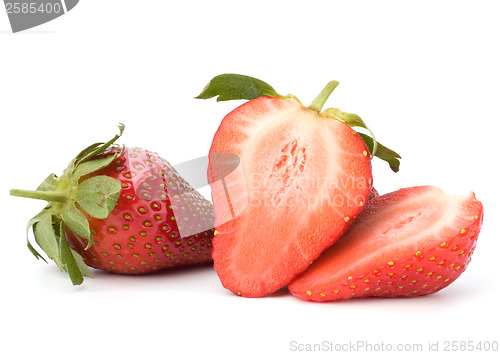 Image of Halved strawberries isolated on white background