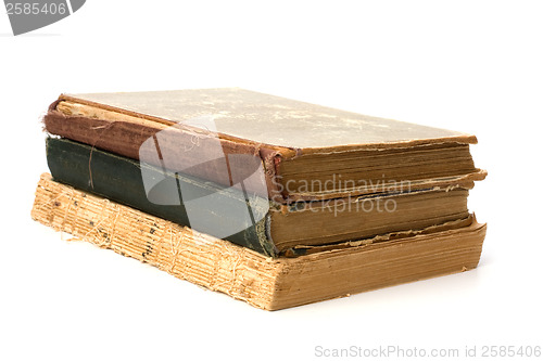 Image of tattered book stack isolated on white background