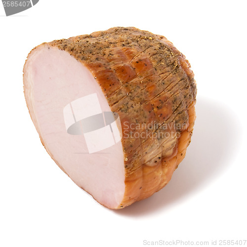 Image of Smoked ham isolated on white background