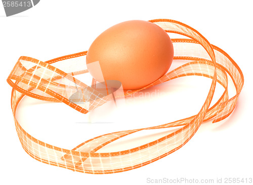 Image of easter egg with ribbon isolated on white