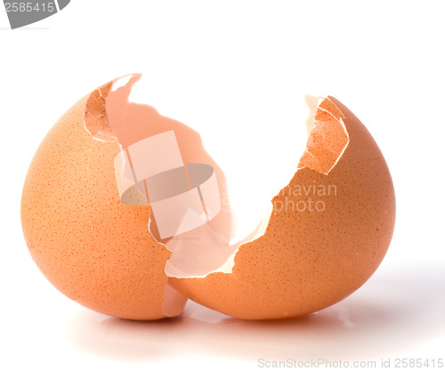 Image of broken eggshell  isolated on white background