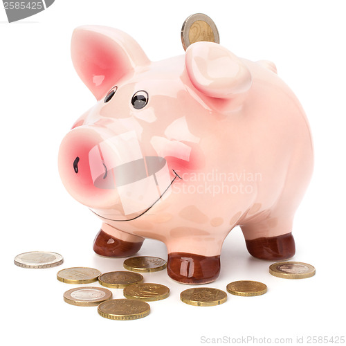 Image of Business concept. Lucky piggy bank isolated on white background.