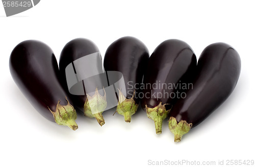 Image of eggplants isolated on white background close up