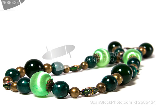 Image of green beads isolated on white background