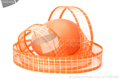 Image of easter egg with ribbon isolated on white