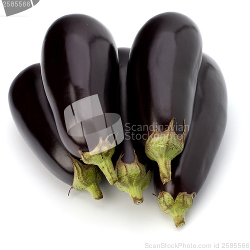 Image of eggplants isolated on white background close up