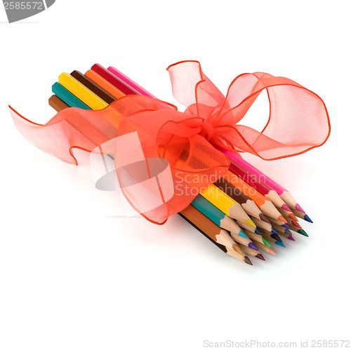 Image of 
Colour pencils isolated on white  background close up
