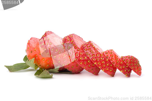 Image of Sliced strawberry isolated on white background