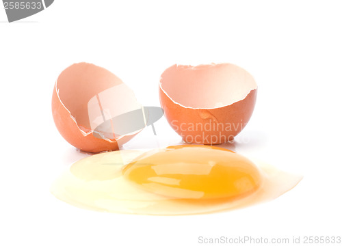 Image of broken egg isolated on white background