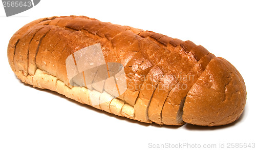 Image of sliced baguette isolated on white  