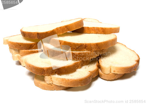 Image of sliced baguette isolated on white  
