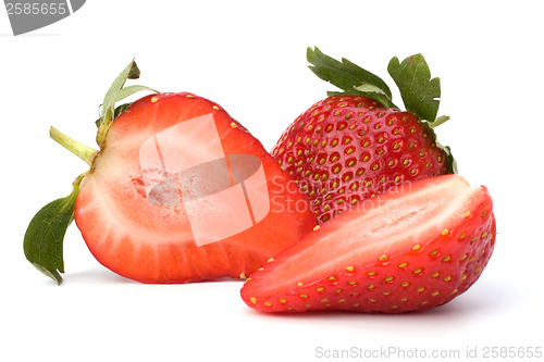 Image of Halved strawberry isolated on white background