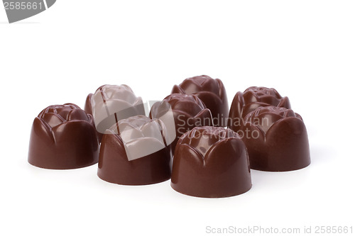 Image of chocolate pralines isolated on white background