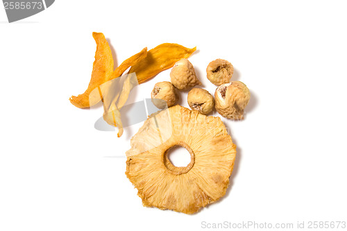 Image of dried fruits assortment isolated on white background