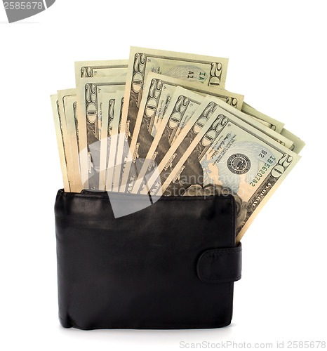 Image of Money in leather  purse 