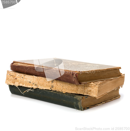 Image of tattered book stack isolated on white background