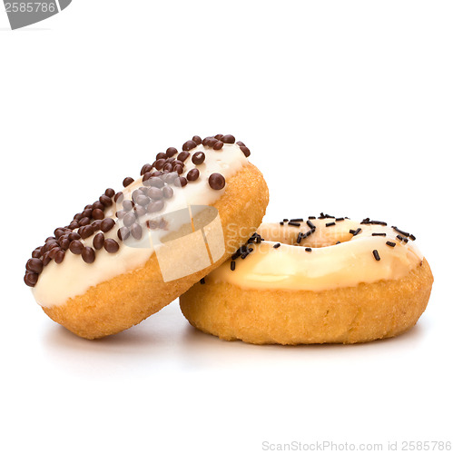 Image of Delicious doughnuts isolated on white background 