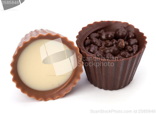 Image of chocolate pralines isolated on white background