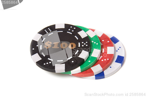 Image of gambling chips isolated on the white background 