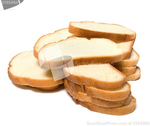 Image of sliced baguette isolated on white  