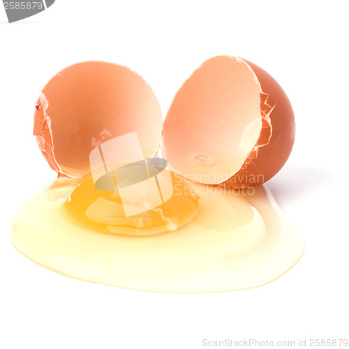 Image of broken egg isolated on white background