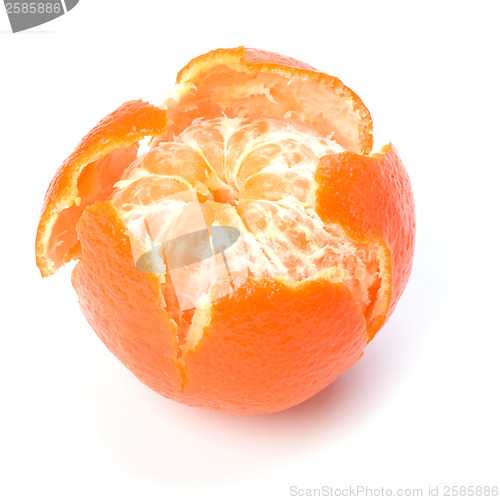 Image of peeled mandarin isolated on white