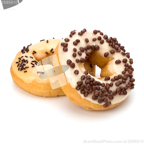 Image of Delicious doughnuts isolated on white background 