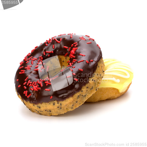 Image of Delicious doughnuts isolated on white background 