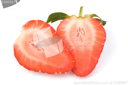 Image of Halved strawberry isolated on white background