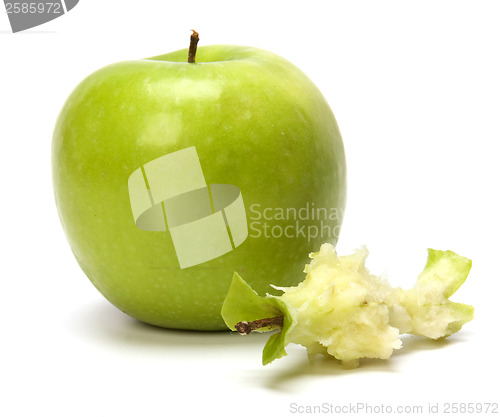 Image of core of an apple isolated white background