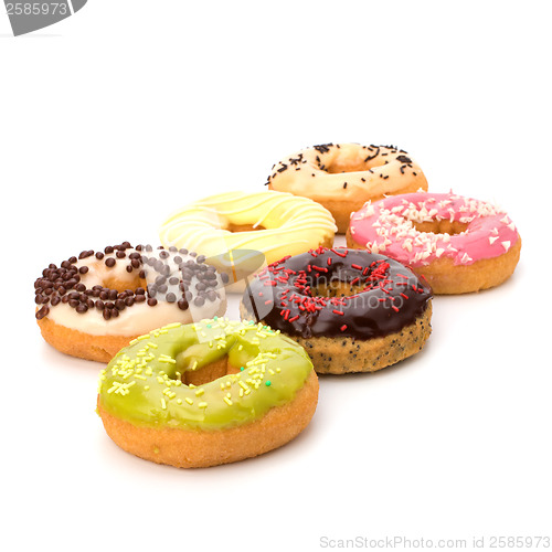 Image of Delicious doughnuts isolated on white background 