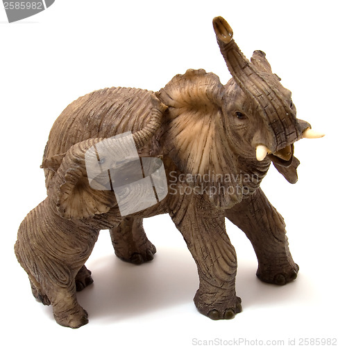 Image of Ceramics elephant with elephant calf isolated on white backgroun