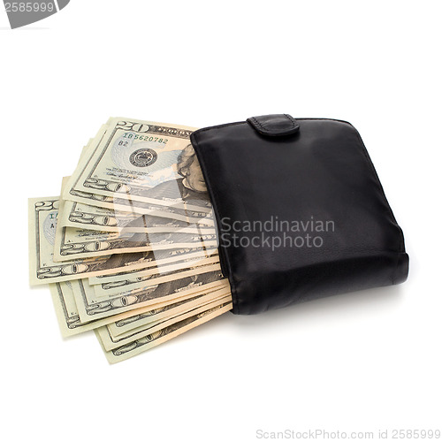 Image of Money in leather  purse 