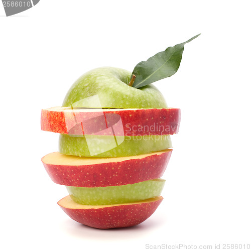 Image of sliced apples isolated on white background