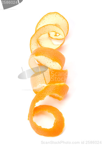 Image of orange spiral peel isolated on white