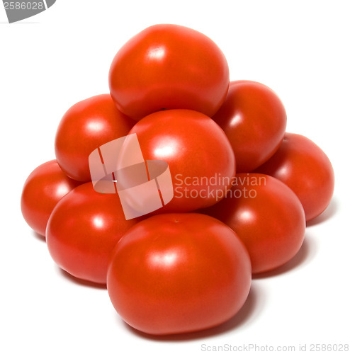 Image of red tomato isolated  on white background 