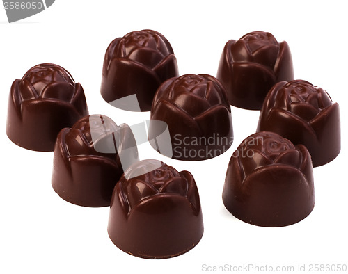 Image of chocolate pralines isolated on white background