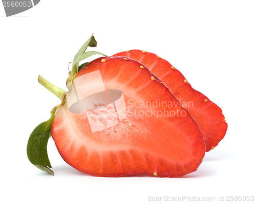 Image of Halved strawberry isolated on white background