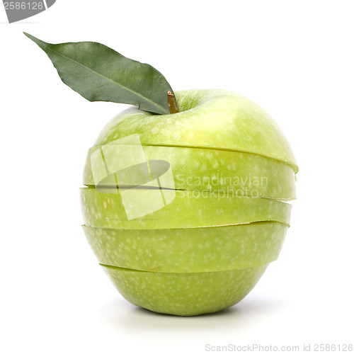 Image of sliced apples isolated on white background