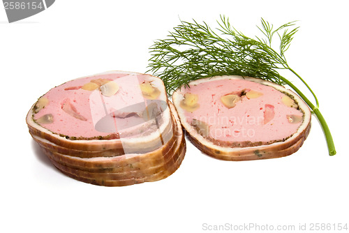 Image of meat slices isolated on white 