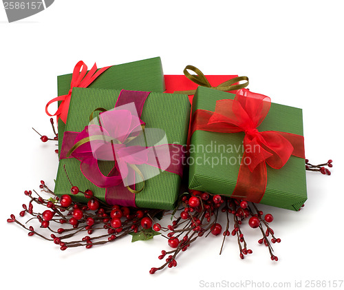Image of festive gift box stack 