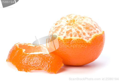 Image of peeled mandarin isolated on white