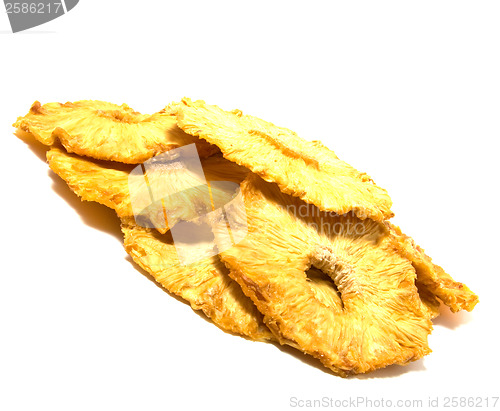 Image of dried pineapples slices  isolated on white background
